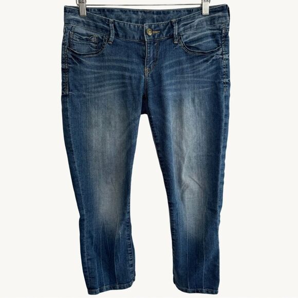 Low Rise Y2K cropped Express Jeans Blue Denim Vintage Women’s Size 6 - Picture 1 of 9